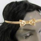 New Women Head Chains Jewelry Fashion Black Elastic Band Forehead Gold Metal Bow