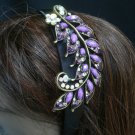 New Women Purple Beads Rhinestones Big Leaf Fashion Headband Hair Accessories