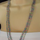 New Women Silver 3 Strands Layered Necklace Metal Fashion Colorful Rhinestones