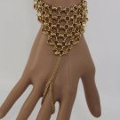 New Women Hand Chain Fashion Gold Basket Weave Bracelet Metal Jewelry Slave Ring