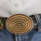 New Fashion Cowgirl Men Women Oval Western Silver Metal Large Brown Rhinestones