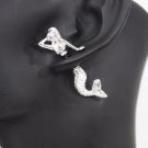 New Women Double Sided Shinny Silver Earring Mermaid Metal Fashion Jewelry Stud