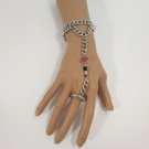 New Women Fashion Lips Stick Bracelet Hand Chain Slave Ring Black Silver Gold