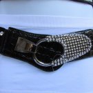 New Women Elastic Black Fashion Belt Western Big Rhinestones Buckle 27"-34" S M
