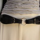 Women Belt Fashion High Waist Hip Black Faux Leather Cut Out Rings 32-36" Medium