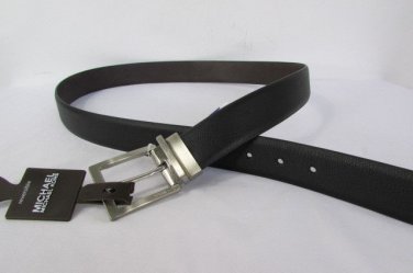 A Michael Kors Men Black Faux Leather Reversible Brown Fashion Belt Size 38 M