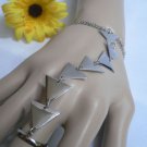 New Women Bracelet Fashion Silver Metal Hand Chain Triangles1 Finger Slave Ring