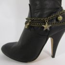 New Women Biker Fashion Boot Chain Bracelet Strap Gold Metal Shoe Stars Charm