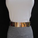 WOMEN WAIST HIP GOLD METAL PLATE FASHION BELT ELASTIC BLACK PLUS 32"-46" M L XL