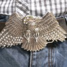 New Men Belt  Fashion Cowboy Western Buckle Silver Eagle Two Wings Rhinestones