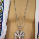 New Men Necklace Fashion Metal Chains 17" Long Gold Silver Large NY ENT Pendant