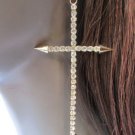 New Women Gold Metal Fashion Earrings Hooks Dangle Large Cross Spikes Rhinestone