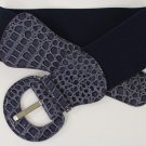 N. Women Navy Blue Fashion Belt Elastic Band Hip High Waist Stretch Faux Leather