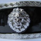 New Women Silver Black Metal Western Belt Buckle Big Square Shape Lion Head Face