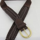 Aeropostale Women Brown Braided Faux Leather Elastic Band Fashion Belt S/M M/L