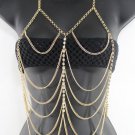 Women Gold Body Chain Fashion Jewelry Harness Bead Top Wave Bikini Long Necklace