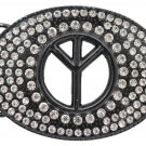 New Men Women Belt Buckle Hippie Fashion Black Metal Peace Sign Freedom Silver