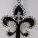 New women silver black metal plate scarf necklace pendant charm big fleur de lis