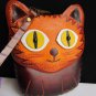 NEW WOMEN DARK BROWN CAT PURSE SMALL COIN BAG GENUINE LEATHER WALLET KEY CHAIN