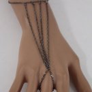 New Women Metal Multi Layered Pewter Thin Hand Chain Fashion Bracelet Slave Ring