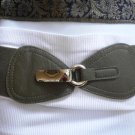 NEW WOMEN WAIST HIP ELASTIC GRAY WIDE FASHION BELT FRONT BOW BUCKLE 27"-37" S M