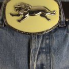 New Buckle Fashion 4"/3" Big Silver Metal Western Running Lion Cream Background