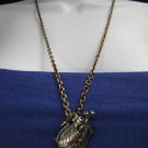 New Women Men Rusty Gold Long Necklace 3D Heart Pendant Human Anatomy Brown Gold