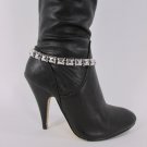 Women Bracelet Fashion Boot Chain Strap Large Silver Metal Squares Shoe Charm