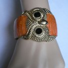 New Sexy Women Bracele Gold Cuff Orange Owl Black Eyes Wide Metal Dressy Unique