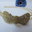 New Women Headband Hair Thin Gold Metal Fashion Big Bow Rhinestones Accesories
