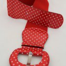Women Red Polka Dots White Fashion Belt Elastic Hip Waist Stretch Wide XS S M