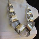 New Women Necklace Shiny Silver Metal Big Rings Round Fashion Short Chain Light