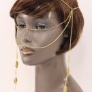 Women Gold Head Metal Chain Fashion Jewelry Face Long Side Tassle Leaves Strand