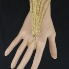 Women Gold Metal Hand Harness Chain Fashion Bracelet Slave Cuff Ring Finger