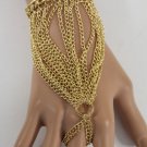 New Women Gold Metal Hand Chain Fashion Bracelet Slave Ring Multi Fringes Links