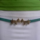 New Women Belt Fashion Trendy Aqua Thin Gold Metal Double Dog Buckle 30"-35" S M