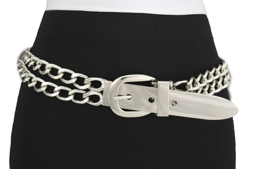 New Women Silver Metal Chunky Thick Chain Link Fashion Belt Hip Waist ...