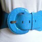 New Women Belt Hip Elastic High Waist Bright Sky Blue Elastic Croco Xs-s-m-l-xl