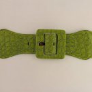 Women Belt Wide Elastic Lime Green Fashion Hip High Waist Square Buckle XS S M