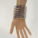 Women Long Blue Gold Metal Elastic String Bracelet Fashion Jewelry Wide Bangle