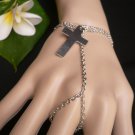 New Women Bracelet Silver Metal Cross Hand Chain Slave Ring To Wrist Bangle link