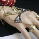 Women Bracele Gold Silver Arrow Metal Chains Hand Jewelry Rhinestones Geometric