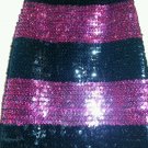XXI mini skirt black Purple magenta stripes metallic sequins Size S/P