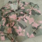 Derek Heart Jacket Women SZ: M pink/gray Camo Cotton Brass Button long sleeve NWT