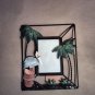 2 BEACHCOMBERS COASTAL LIFE Metal Frames DECOR WITH Tropical Flamingo Palm Trees