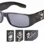 L@@K FIERCE NASTY SKULL EMBLEM SUNGLASSES BIKER GOTH HARDCORE BLACK