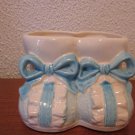 Blue and White Ceramic Baby Shoe Planter
