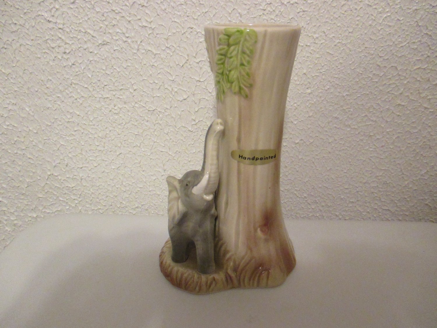Vintage Porcelain Elephant and tree trunk bud vase
