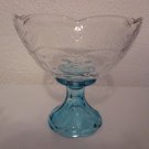 Clear glass with turquoise pedestal candy dish