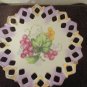 Lefton China Hand painted Pedestal Dish Lattice grapes and leaves